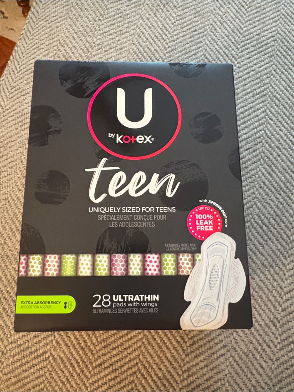 U by Kotex Teen Ultrathin Pads w/ Wings - 28 Ct